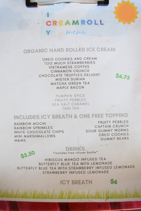 icy-cream-roll-fountain-valley-thai-rolled-ice-dragons-breath-dessert-orange-county-oc-food-fiend-interior-store-ocfoodfiend-blog-menu