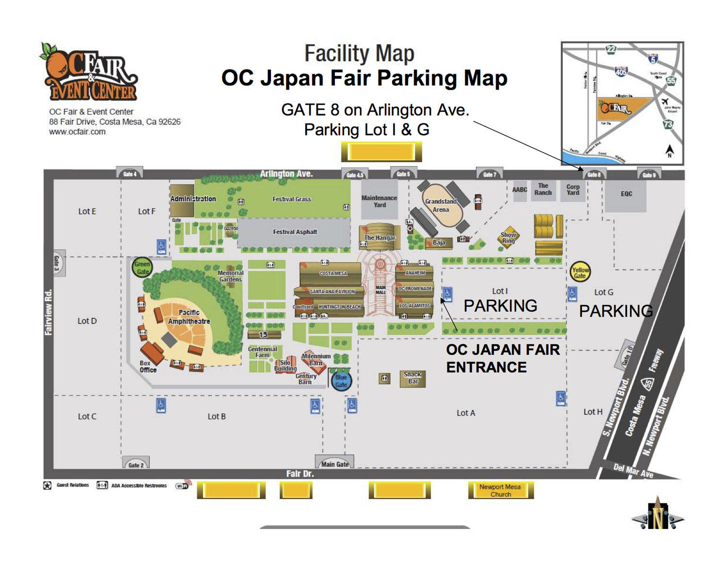 OC Japan Fair Parking Map